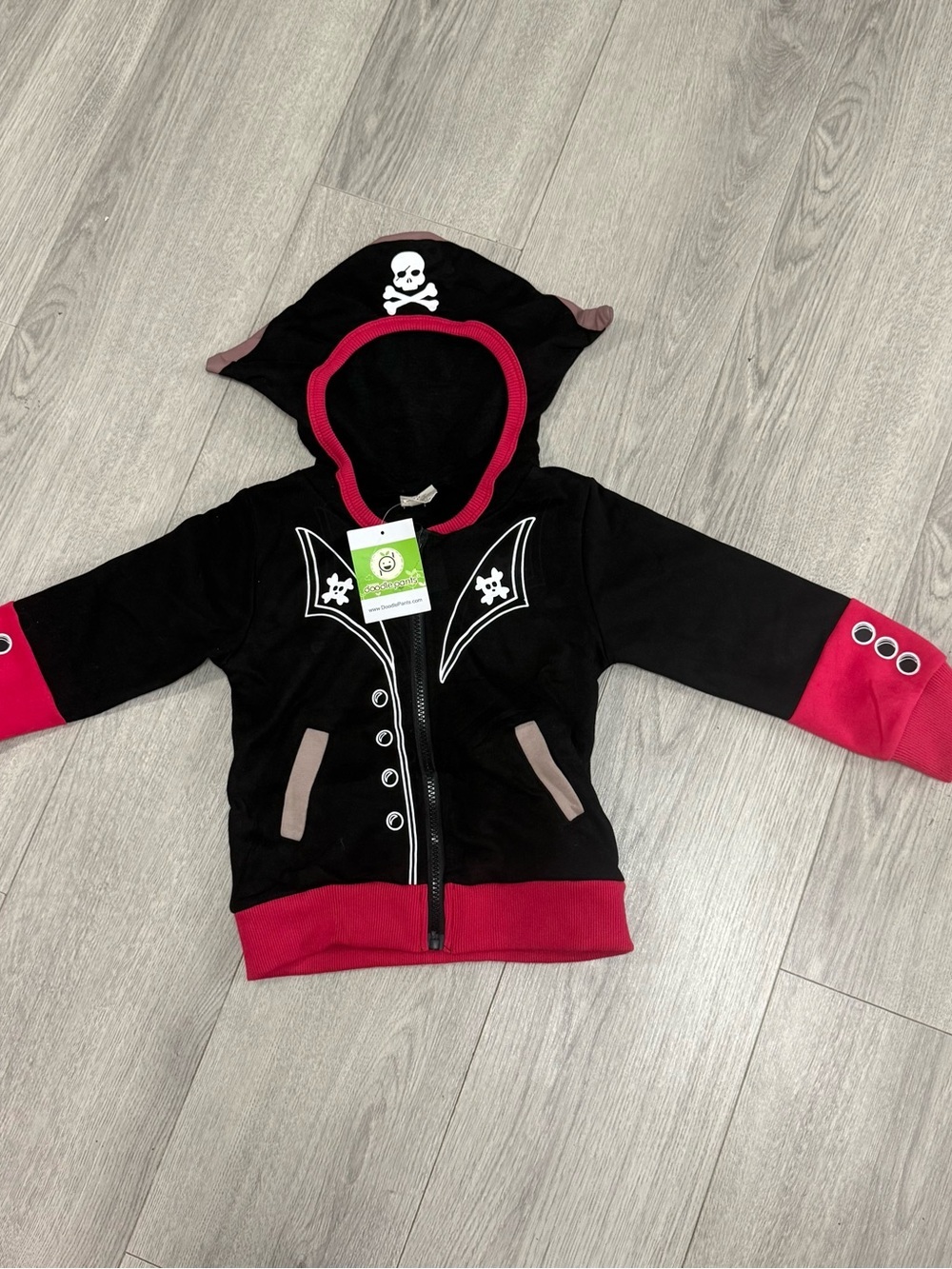 Doodle Pants 3D Pirate Backpack Hooded Zip-Up Jacket